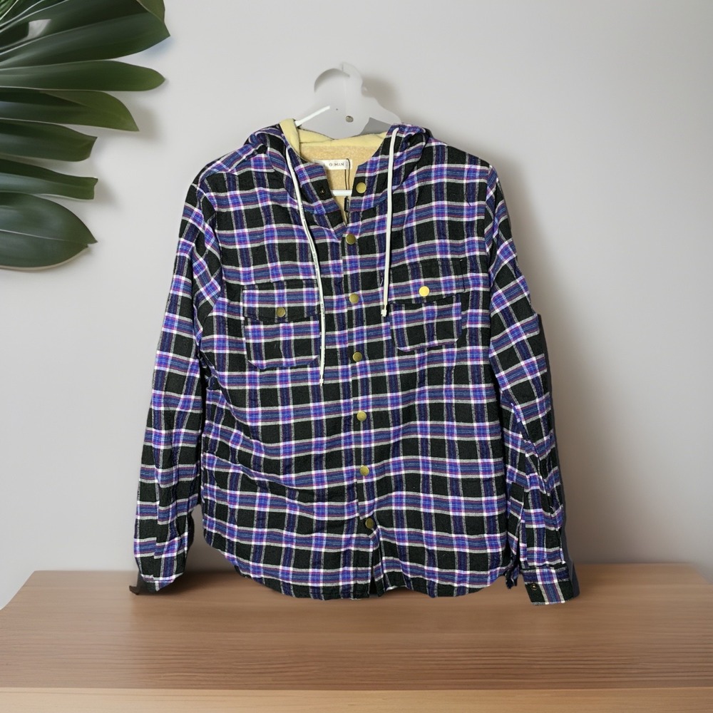 Men's Plaid Jacket by Z Man Shacket Hood Multicolor Size 34